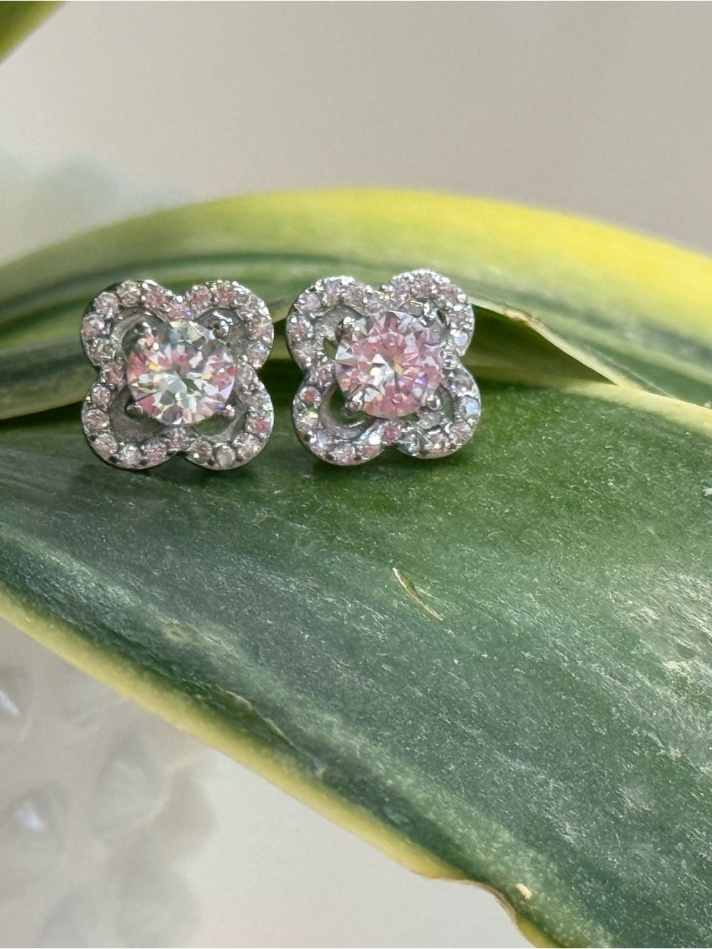 S925 Stud Clover Flower Stud Earrings - Women Jewelry